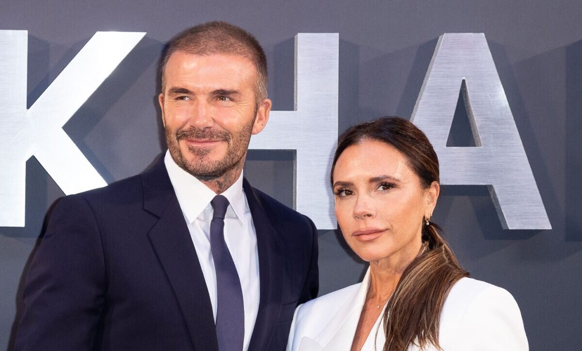 David a Victoria Beckham na premiéře dokumentu Beckham v Londýně.