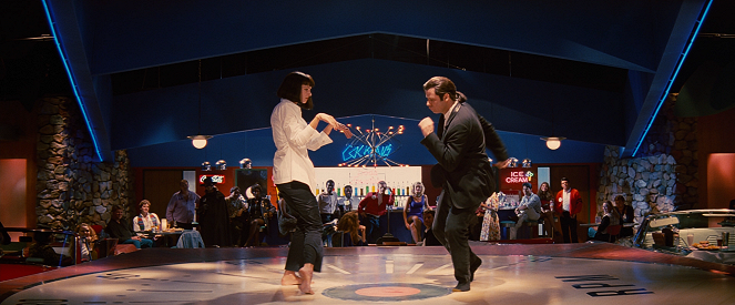 Uma Thurman a John Travolta ve filmu Pulp Fiction: Historky z podsvětí (1994).
