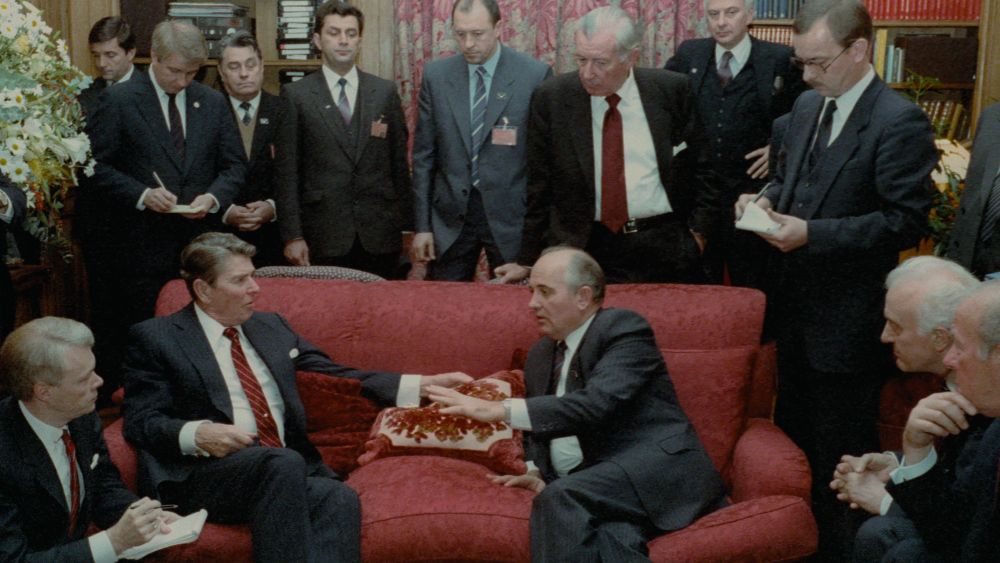 President Ronald Reagan Meeting with Mikhail Gorbachev at the Geneva Summit in 1985.