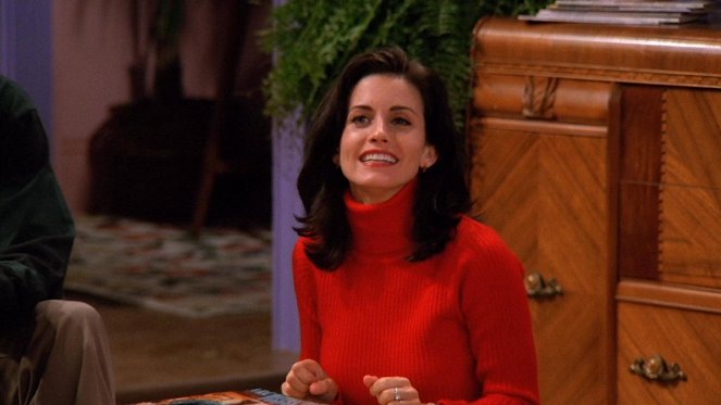 Courteney Cox jako Monica Geller v seriálu Přátelé.