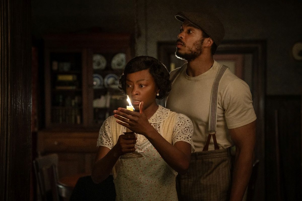 The Piano Lesson. (L-R) Danielle Deadwyler as Berniece and Ray Fisher as Lymon in The Piano Lesson.