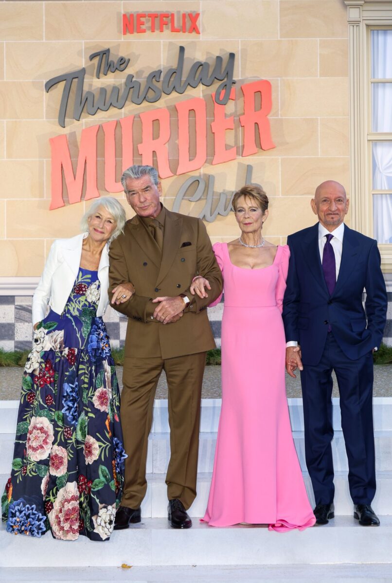 Helen Mirren, Pierce Brosnan, Celia Imrie and Ben Kingsley attend the UK Premiere of Netflix's 'The Thursday Murder Club' at Leicester Square Gardens