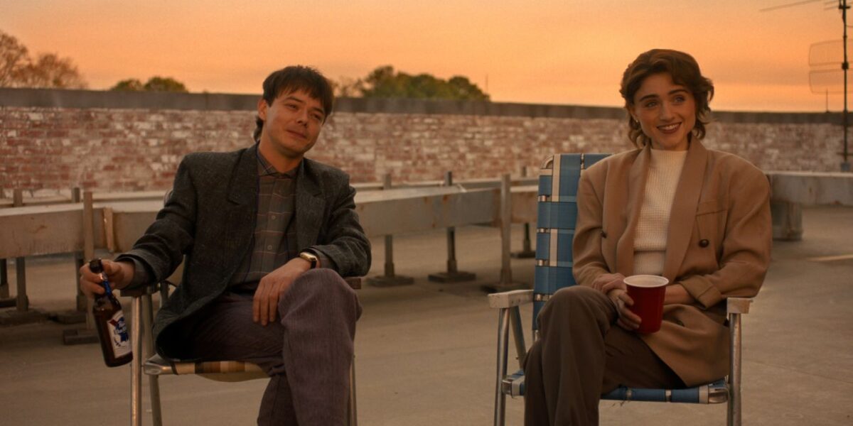 Charlie Heaton as Jonathan Byers and Natalia Dyer as Nancy Wheeler in Stranger Things: Season 5