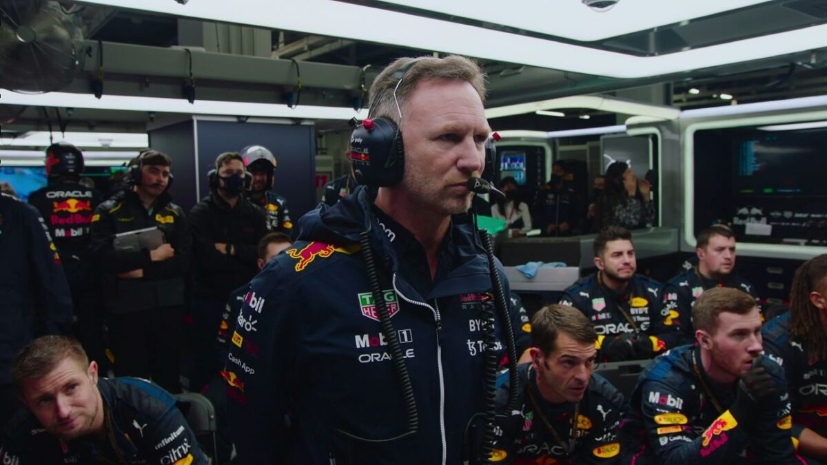 Drive to Survive S5. Christian Horner and Red Bull team in Drive to Survive S5.