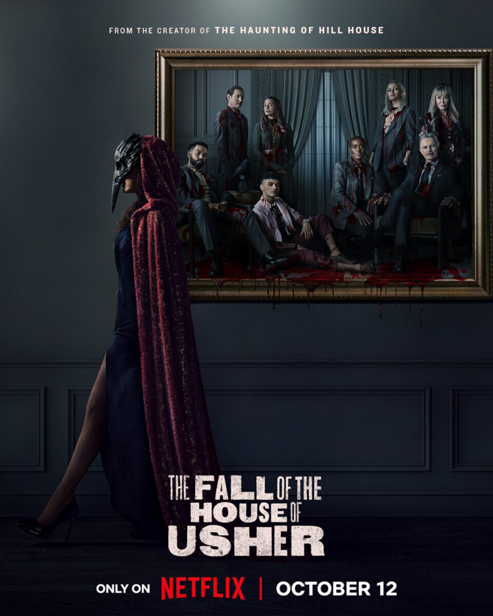 Plakát k hororovém seriálu Pád domu Usherů.
