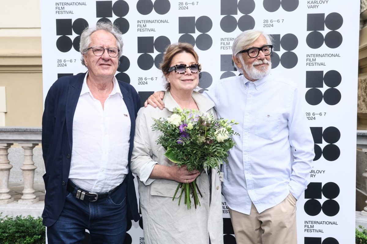 Geoffrey Rush a Jiří Bartoška na MFF KV