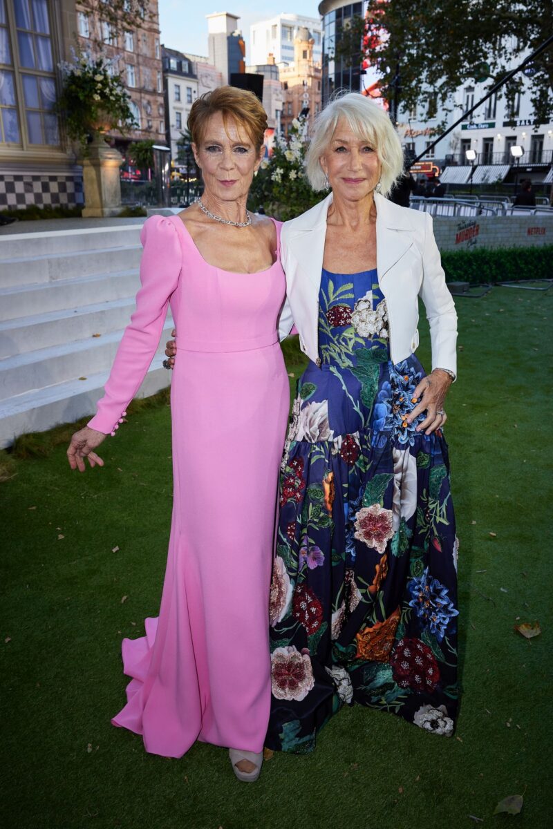 Celia Imrie and Helen Mirren attend the UK Premiere of Netflix's 'The Thursday Murder Club' at Leicester Square Gardens