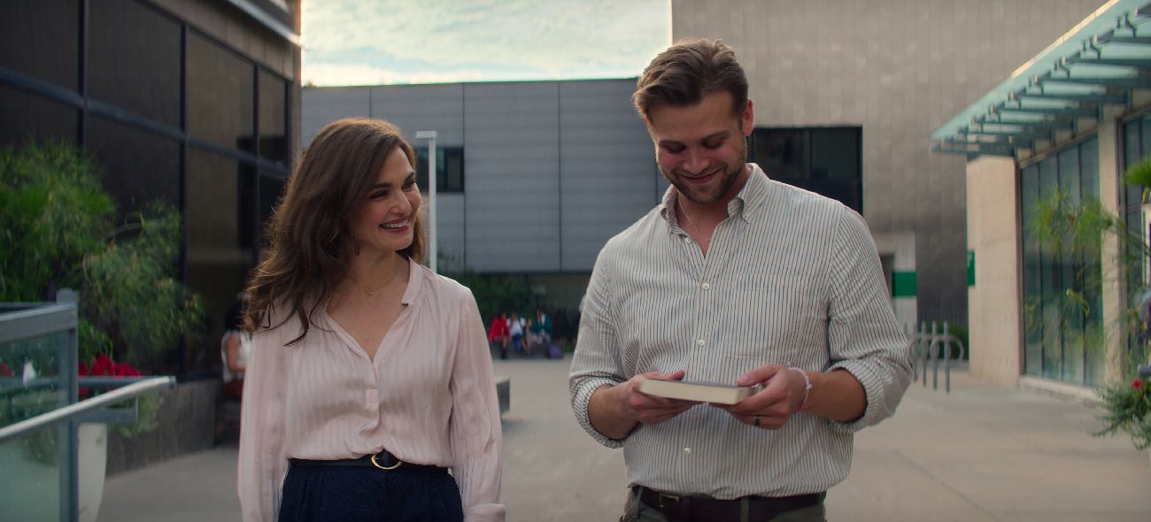 VLADIMIR. Rachel Weisz as The Protagonist and Leo Woodall as Vladimir
